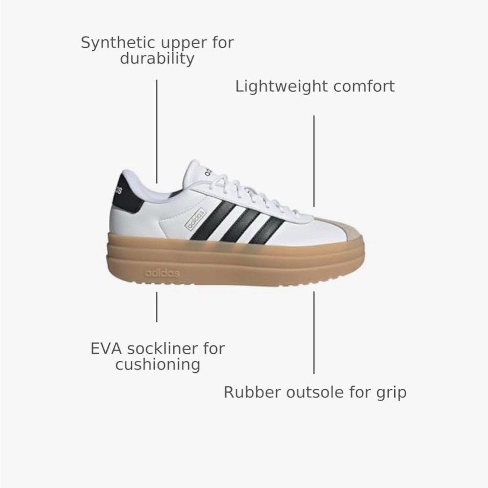 EUC Adidas White Sneakers with Black Accents